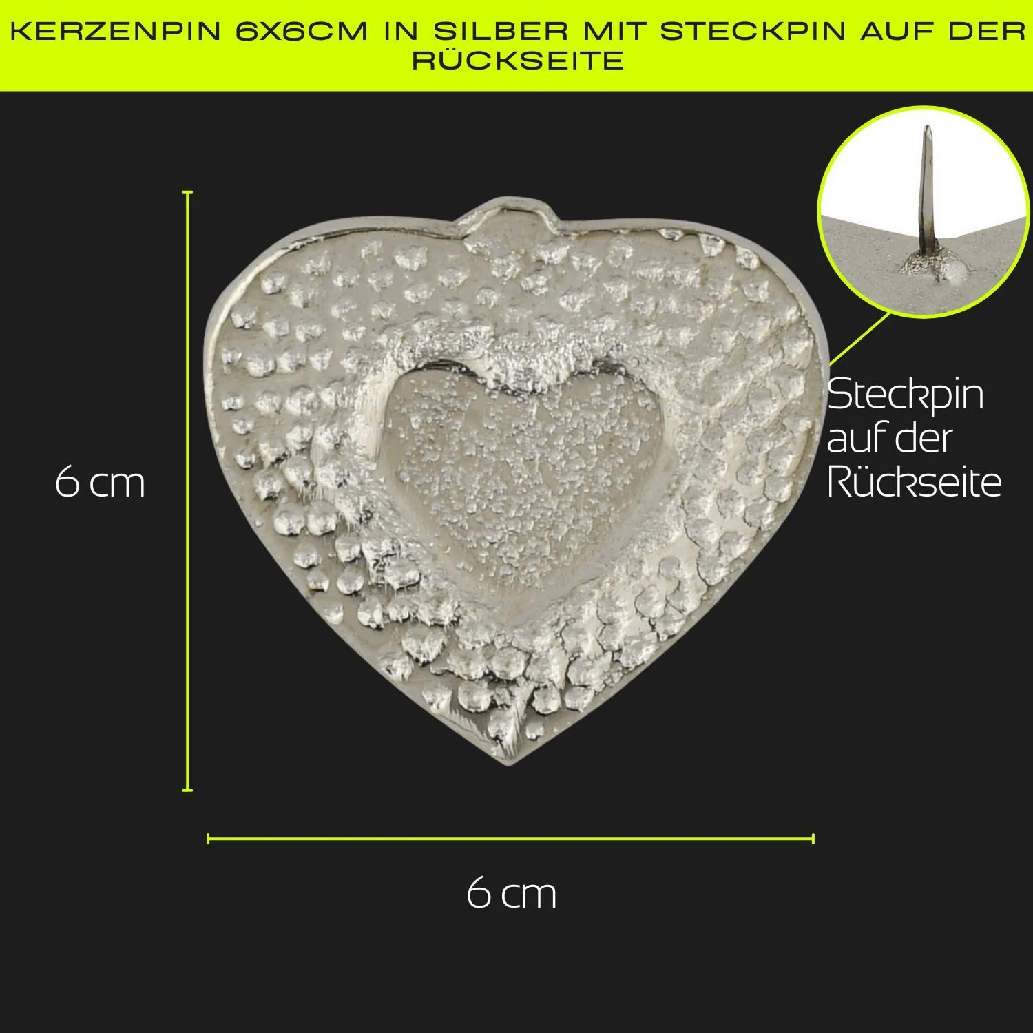 Kerzenpin „Caloge A“ – 6 cm, Silber, Handgefertigt
